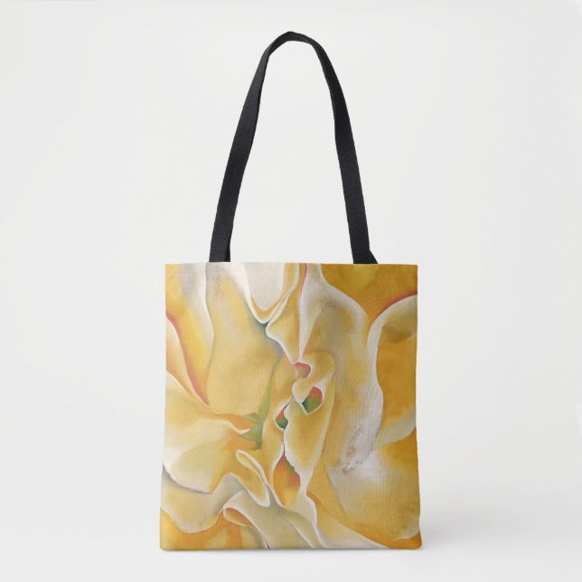 Gelbe weiße Blume abstrakte Kunst Georgia O'Keeffe Tasche (Vorderseite)