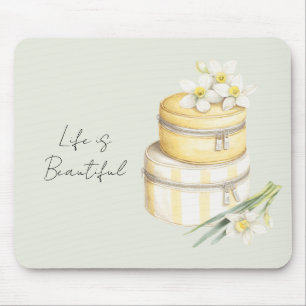 Gelbe Weiße Blumen Mousepad