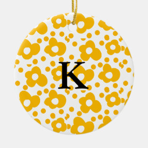 Gelbe weiße Daisy Blumenmuster fügen Monogramm hin Keramik Ornament