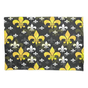 Gelbe Weiße Fleur De Lis Kissenbezug