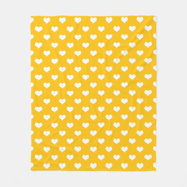 Gelbe weiße Liebe Herzdesign Fleecedecke (Vorderseite)
