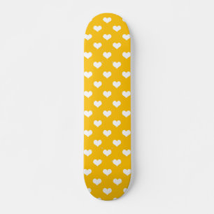 Gelbe weiße Liebe Herzdesign Skateboard