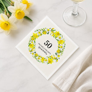 Gelbe weiße Narzissen-Kranz 50. Geburtstag Serviet Serviette