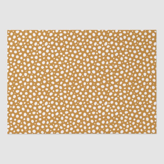 Gelbe weiße Polka Dots Herbst Stilvoll Seidenpapier (Vorderseite)