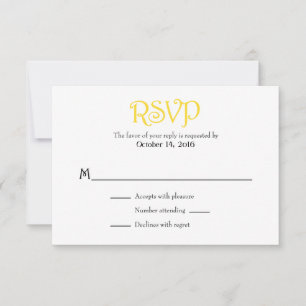 Gelbe weiße Schlichte RSVP-Karten RSVP Karte