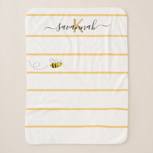 Gelbe weiße Streifen niedliches Bienenmonogramm-Sk Sherpadecke