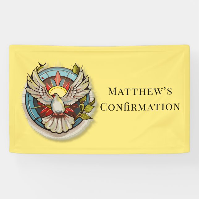 Gelbe weiße Taube Religiöse katholische Bestätigun Banner (Horizontal)