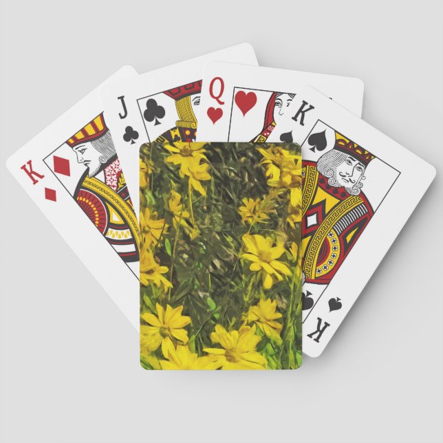 Gelbe Wildblume Abstrakt Spielkarten (Rückseite)