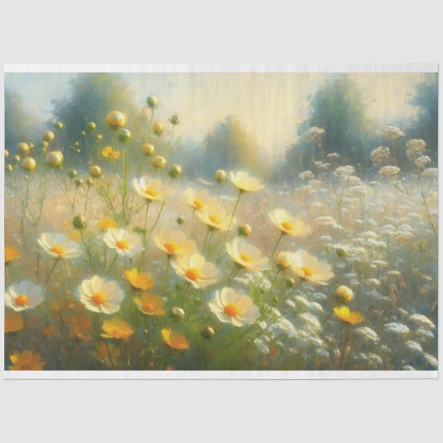 Gelbe Wildblume beeindruckende Malerei Decoupage Seidenpapier (Vorderseite)