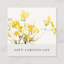 Gelbe Wildblume Boho Blumengeschenkgutschein Quadratische Visitenkarte