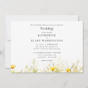 Gelbe Wildblume - farbenfrohe Hochzeit II Einladung