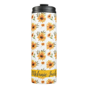 Gelbe Wildblume Grünname Personalisiert Thermosbecher