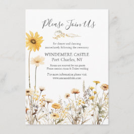 Gelbe Wildblume Hochzeit Begleitkarte