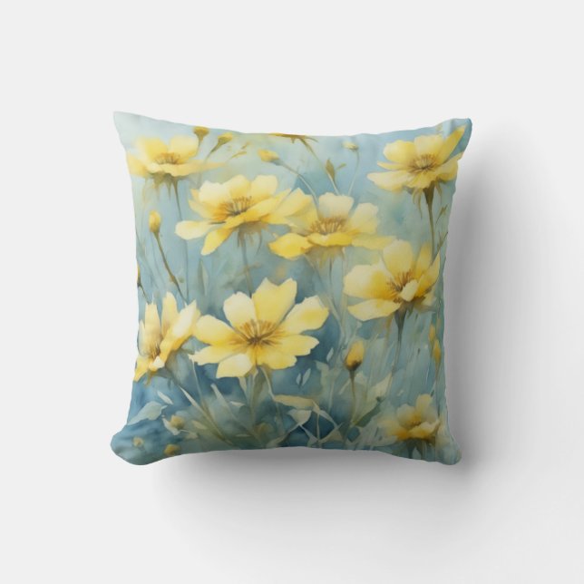 Gelbe Wildblume Springtime Kissen (Vorderseite)