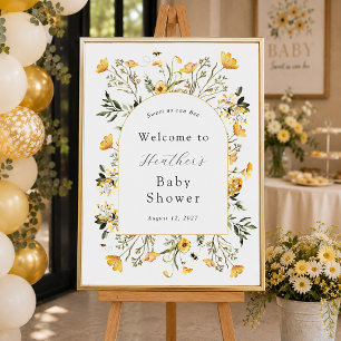 Gelbe Wildblume Süß wie eine Biene Baby Willkommen Poster