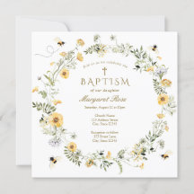 Gelbe Wildblume Taufe Einladung