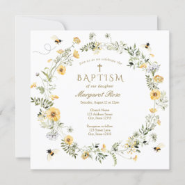 Gelbe Wildblume Taufe Einladung