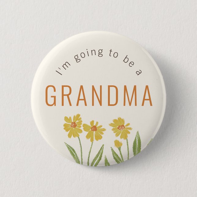 Gelbe Wildblume wird ein Oma Button (Vorderseite)