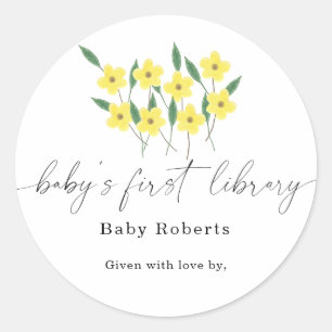 Gelbe Wildblumen - Baby's erste Bibliothek Runder Aufkleber