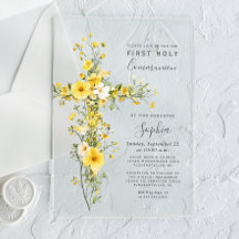 Gelbe Wildblumen Florales Kreuz Erstkommunion