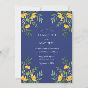 Gelbe Wildblumen Saphir-Hochzeit Einladung