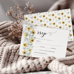 Gelbe Wildblumen Sonnenblumen Hochzeitskarten RSVP Karte