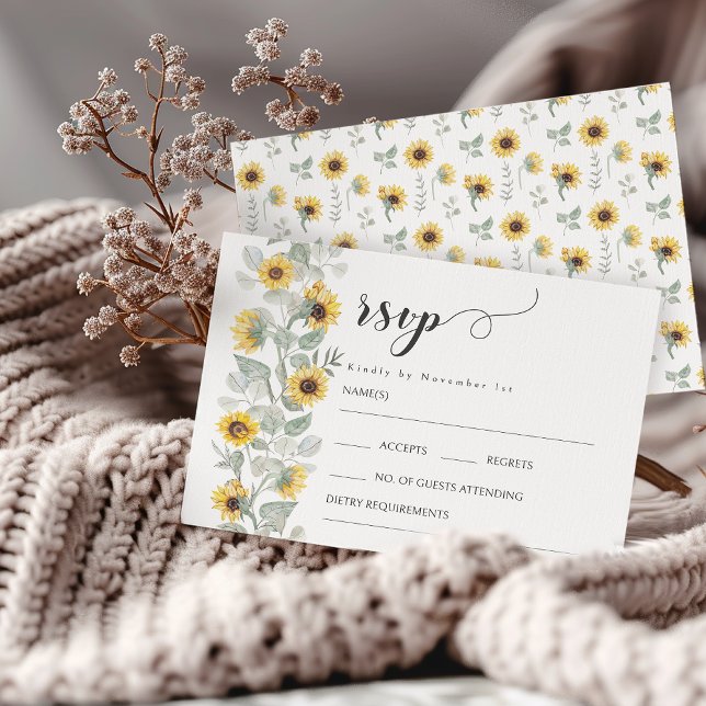 Gelbe Wildblumen Sonnenblumen Hochzeitskarten RSVP Karte (Von Creator hochgeladen)