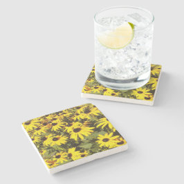 Gelbe Wildblumen Steinuntersetzer