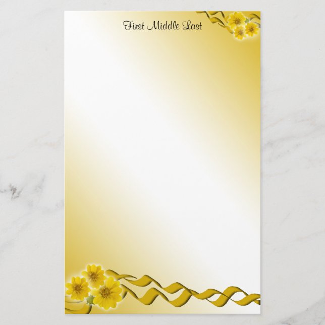 Gelbe Wildblumen und Ribbons Briefpapier (Vorderseite)