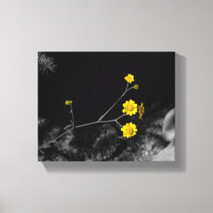 Gelbe Wildblumen unter einem Baum, koloriert 8x10 Leinwanddruck