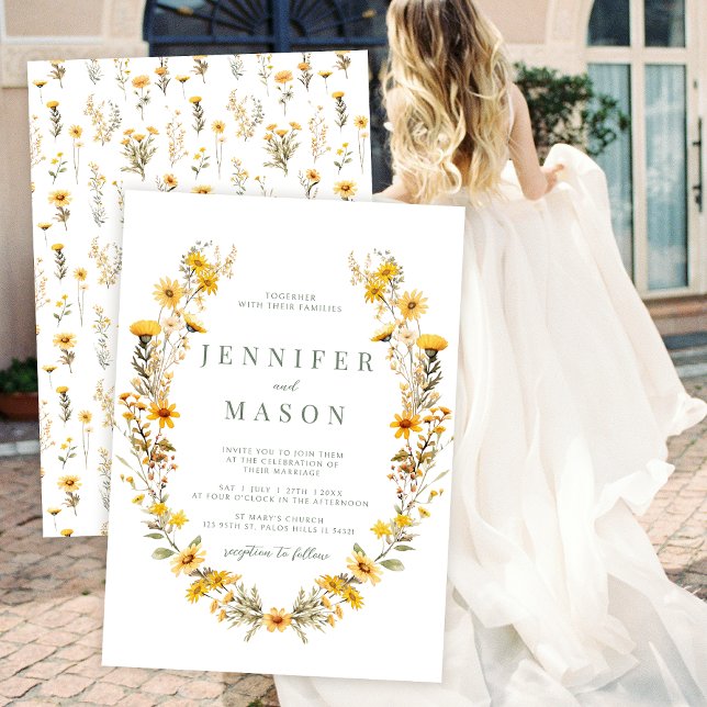 Gelbe winzige Blume Wildblumen Hochzeit Einladung (Von Creator hochgeladen)