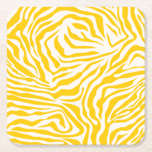 Gelbe Zebra Streifen Preppy Wild Animal Print Rechteckiger Pappuntersetzer