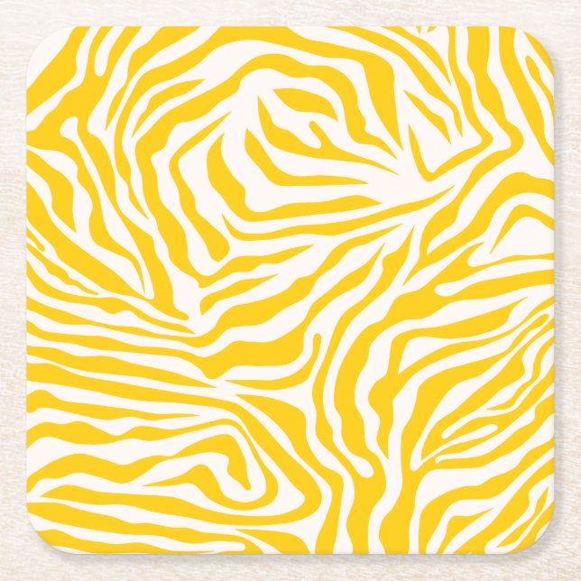 Gelbe Zebra Streifen Preppy Wild Animal Print Rechteckiger Pappuntersetzer (Vorderseite)