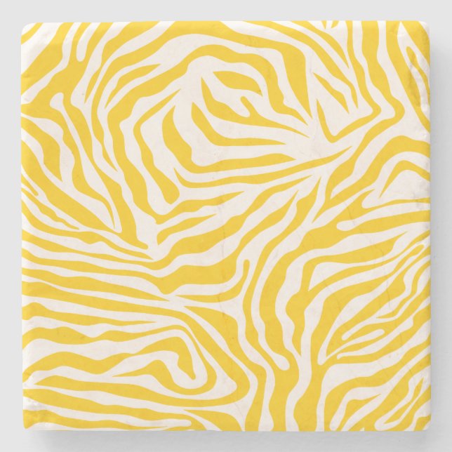 Gelbe Zebra Streifen Preppy Wild Animal Print Steinuntersetzer (Vorderseite)