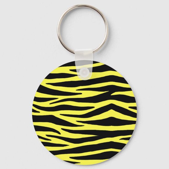 Gelbe Zebra Streifen Schlüsselring Schlüsselanhänger (Vorderseite)