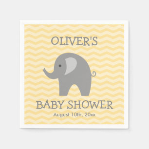 Gelbe Zickzack-graue-Elefant-Babydusche Serviette