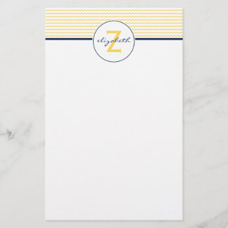 Gelbe Zickzack Monogramm Briefpapier