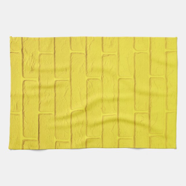 gelbe Ziegelwand Geschirrtuch (Horizontal)