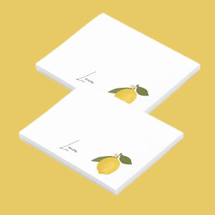 Gelbe Zitrone mit grünen Blättern Frische Zitrus Post-it Klebezettel