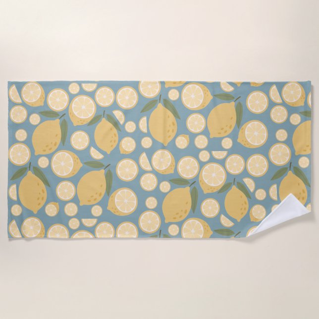 Gelbe Zitrone Nahtloses Muster Strandtuch (Vorderseite)