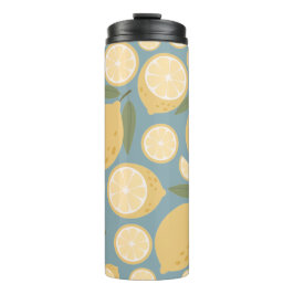 Gelbe Zitrone Nahtloses Muster Thermosbecher