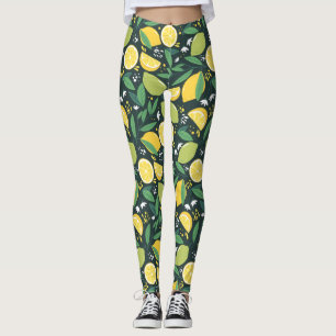Gelbe Zitrone und Limones Fruchtmuster Leggings