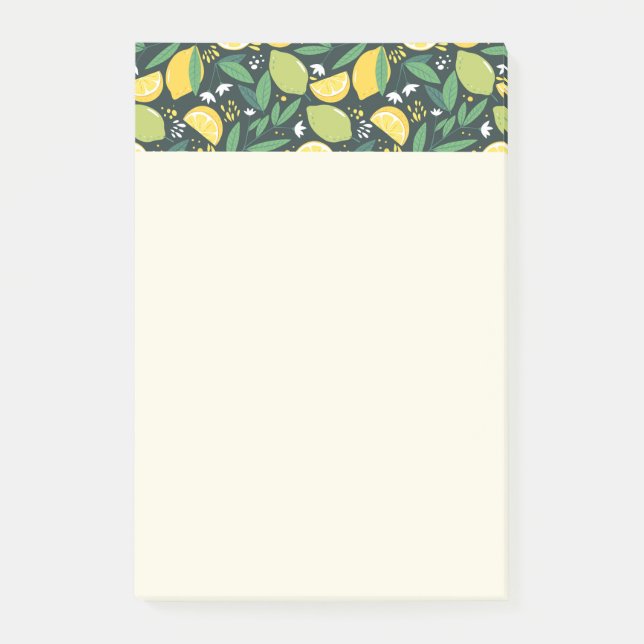 Gelbe Zitrone und Limones Fruchtmuster Post-it Klebezettel (Vorderseite)
