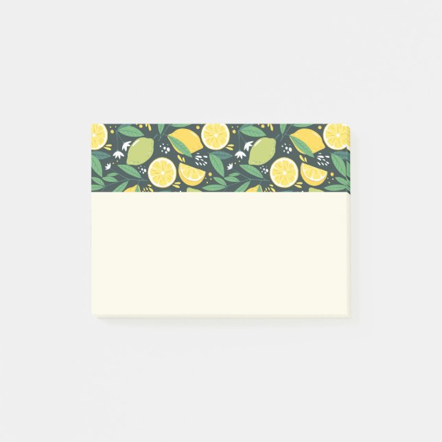 Gelbe Zitrone und Limones Fruchtmuster Post-it Klebezettel (Vorderseite)