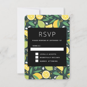 Gelbe Zitrone und Limones Fruchtmuster RSVP Karte