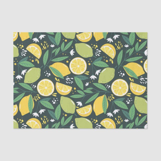 Gelbe Zitrone und Limones Fruchtmuster Seidenpapier (Vorderseite)