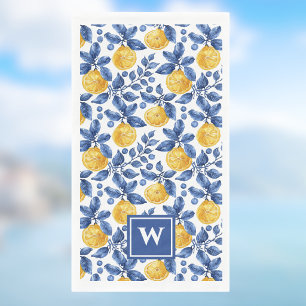 Gelbe Zitronen Blaue Blätter Mittelmeer Amalfi Serviette