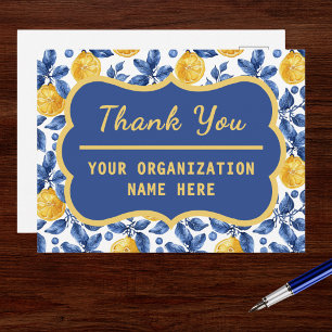 Gelbe Zitronen Blaue Mittelmeer Amalfi Danke Postkarte
