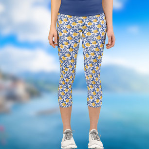Gelbe Zitronen Blaue Mittelmeer- Amalfiküste Capri Leggings