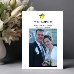 Gelbe Zitronen-Elopement-Ankündigungskarte Einladung